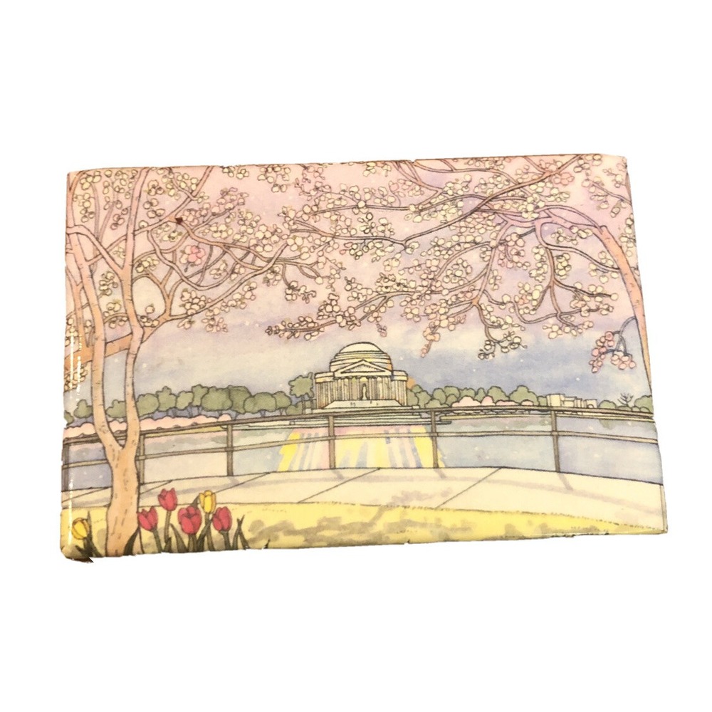 Jefferson Memorial Cherry Blossoms Tulips Refrigerator Magnet 3" x 2"